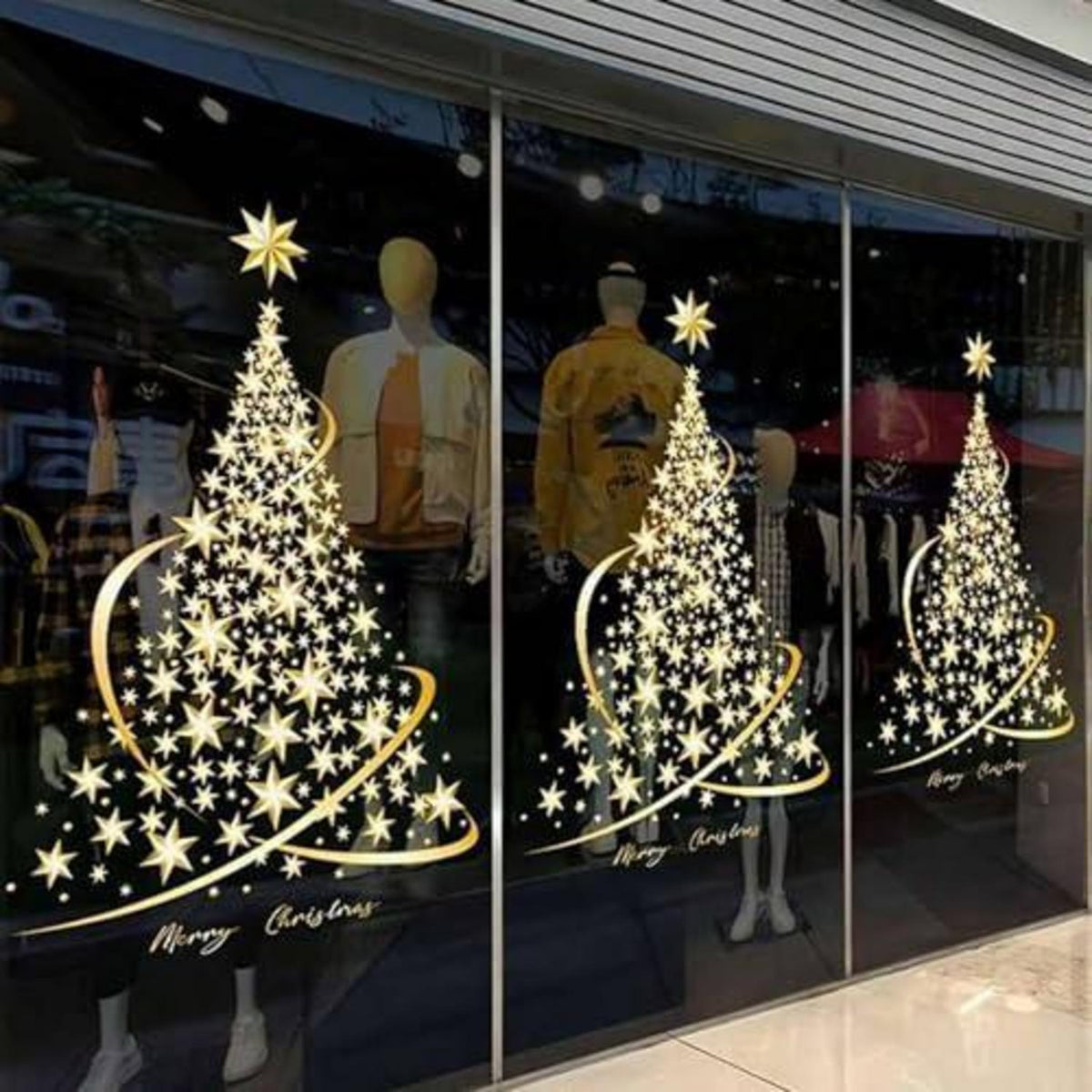 Weihnachts Fensterbilder Goldener Baum (2er Set)