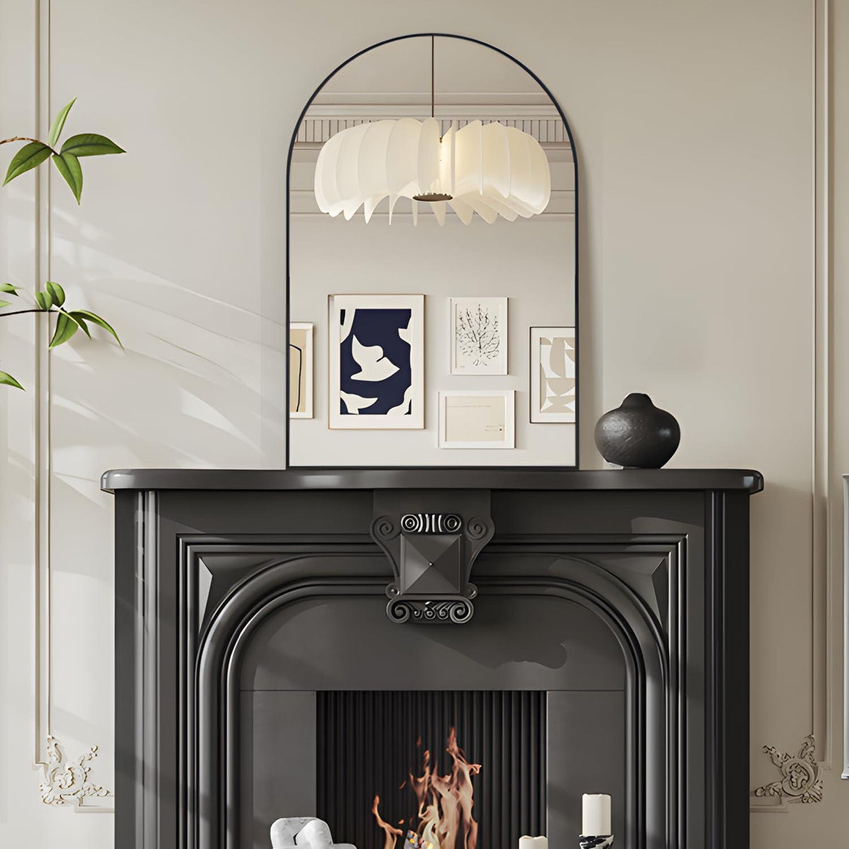 Gewölbter Wandspiegel Schwarz 60x90cm – Modern & Elegant