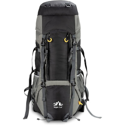 Wanderrucksack 70L atmungsaktiv für Trekking & Camping Schwarz