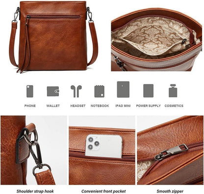 Pahajim Damen Handtasche Leder Set Geldbörse Shopper Umhängetasche