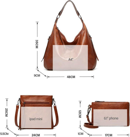 Handtasche Damen Leder groß Set mit Geldbörse Shopper Hobo