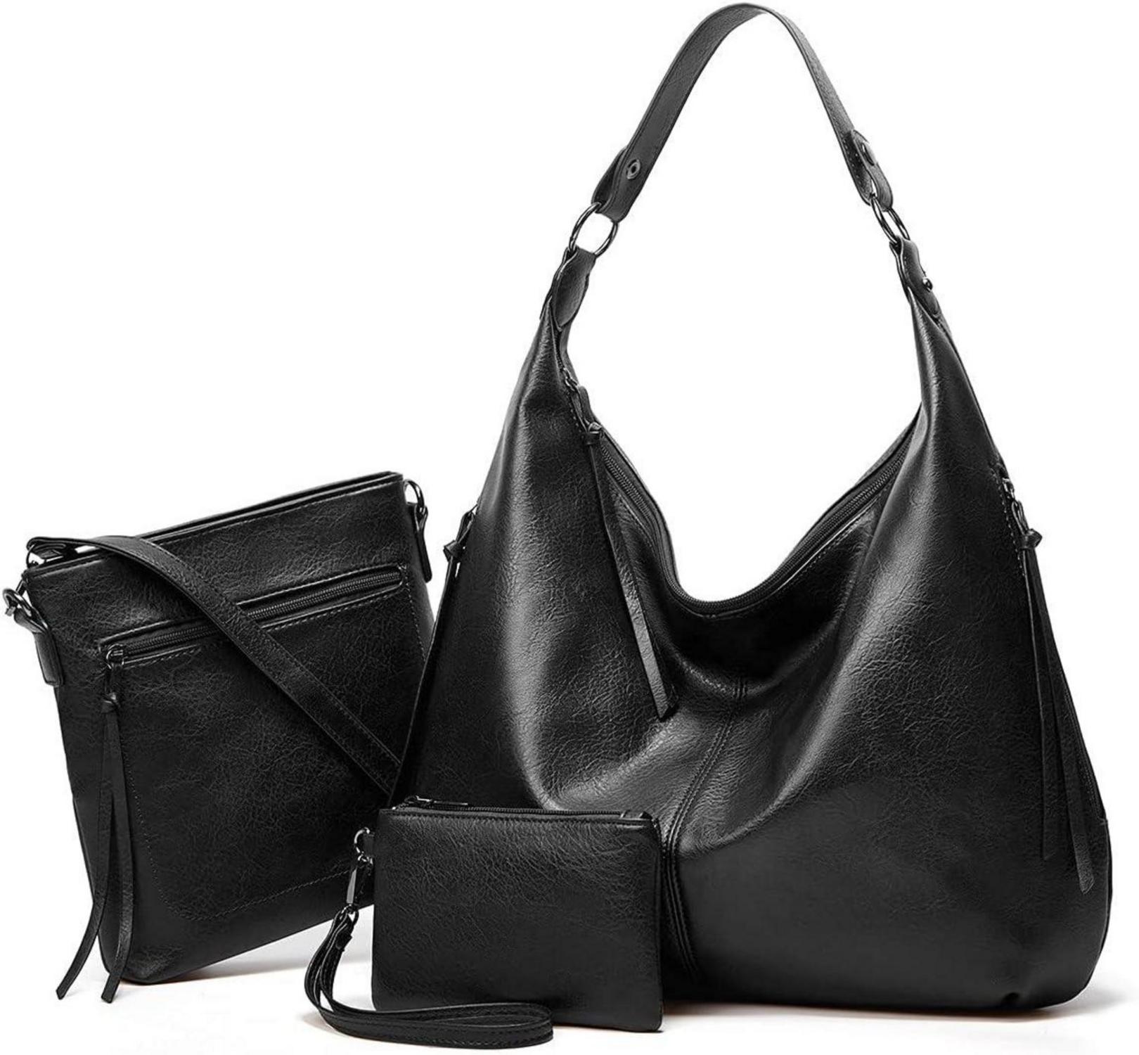 Pahajim Damen Leder Handtaschen Set Geldbörse Umhängetasche