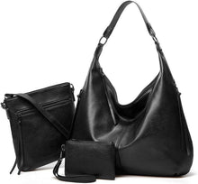 Pahajim Damen Leder Handtaschen Set Geldbörse Umhängetasche