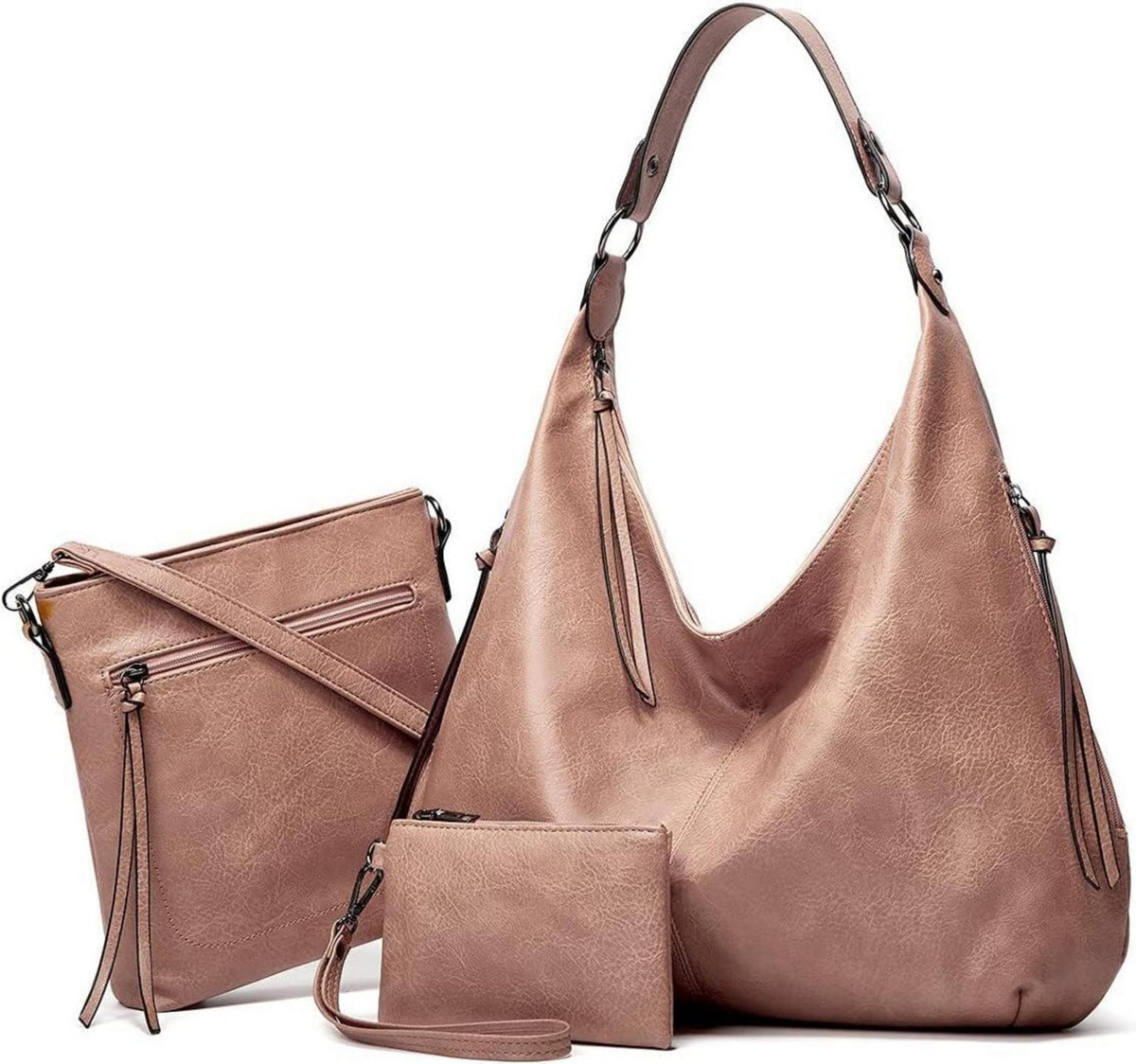 Handtasche Damen Leder Set Geldbörse Shopper Hobo Umhängetasche