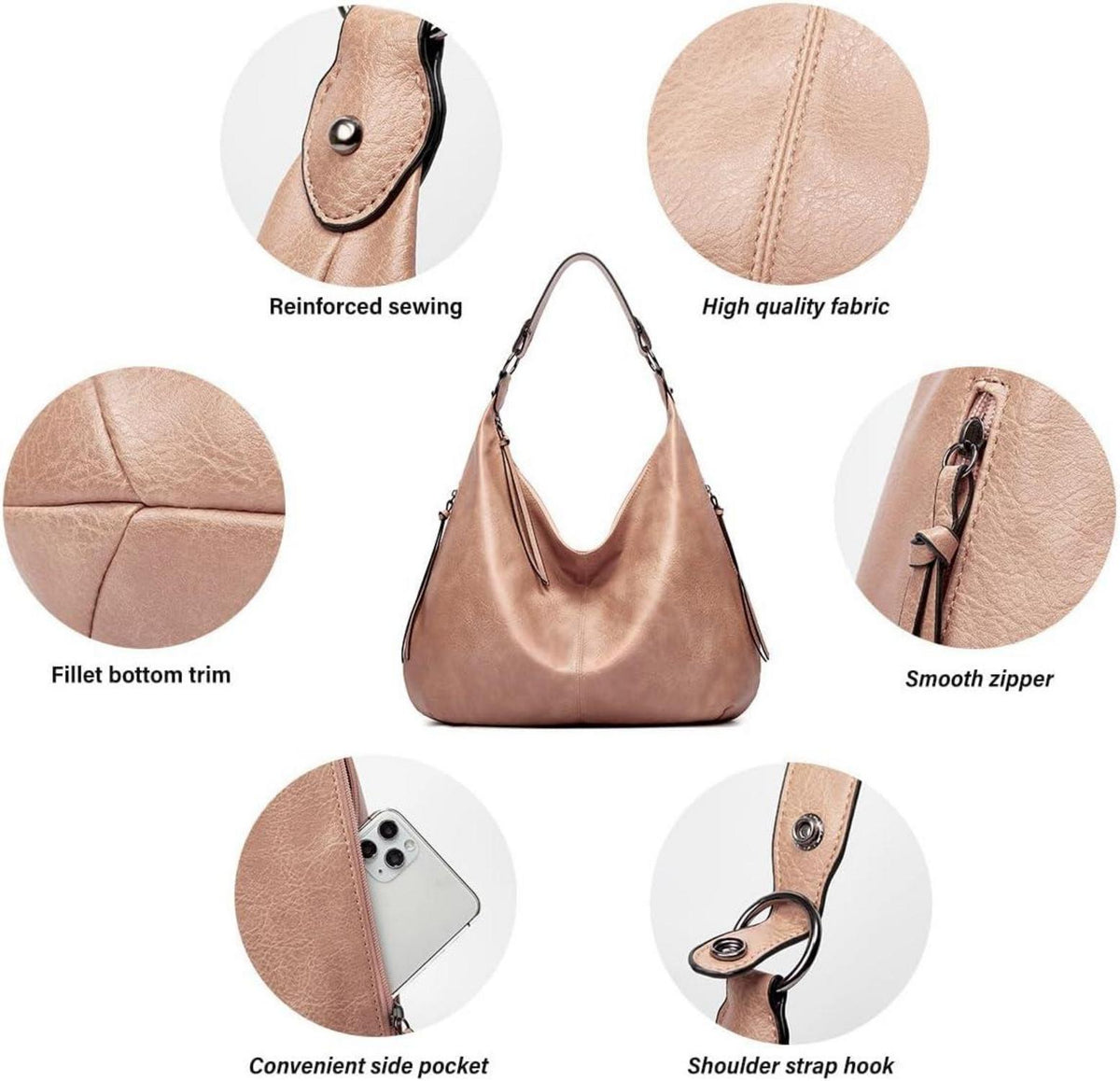 Handtasche Damen Leder Set Geldbörse Shopper Hobo Umhängetasche