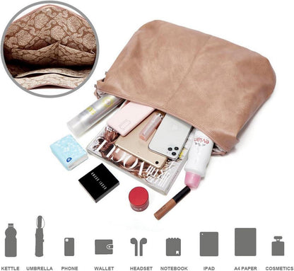 Pahajim Damen Leder Handtaschen Set mit Geldbörse und Shopper