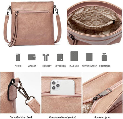 Pahajim Handtasche Damen Leder Shopper Hobo Umhängetasche Set