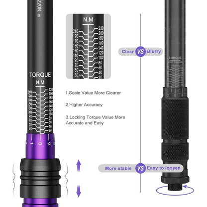 Drehmomentschlüssel 1/2 Zoll, 20-220 Nm, Präzision ±3%