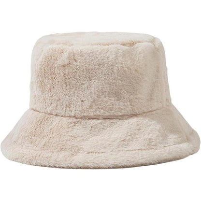 Flauschige Winter Fischerhut Damen Beige