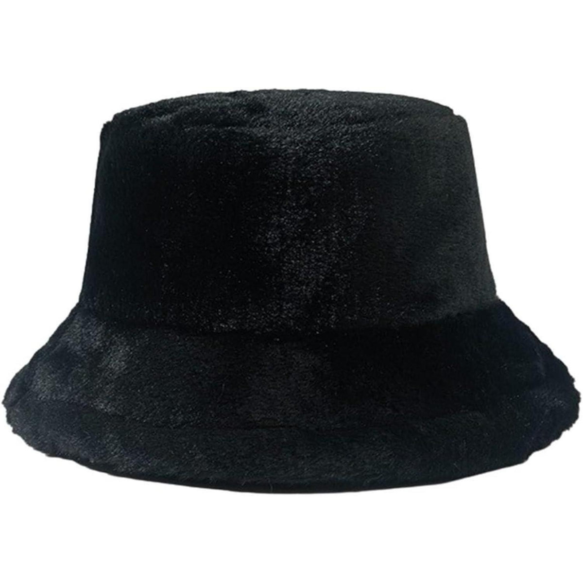 Flauschige Winter Fischerhut Damen Schwarz