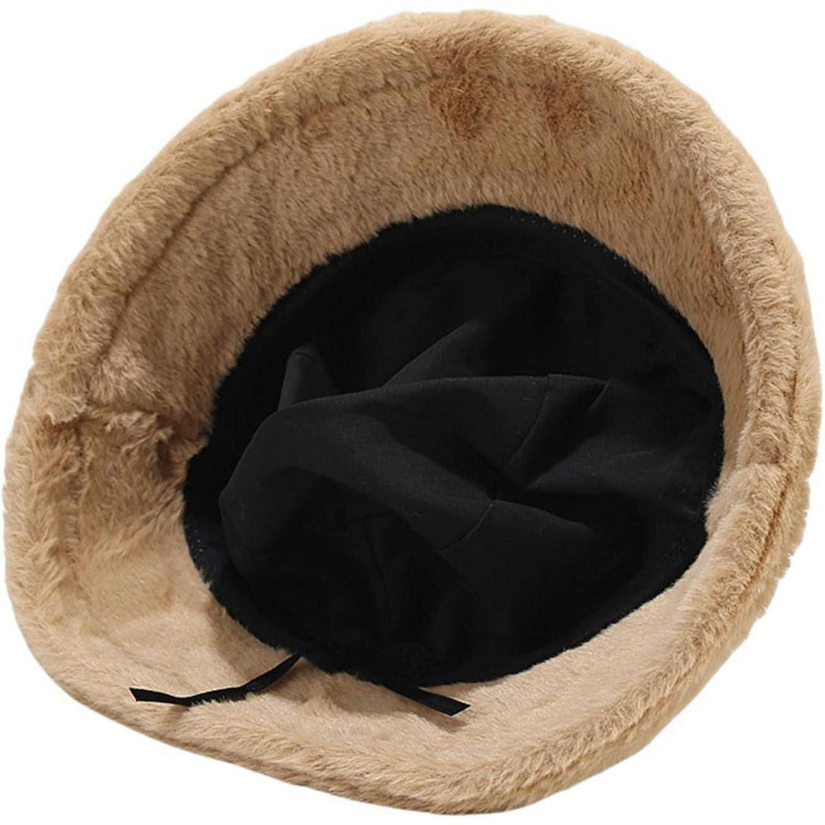 Flauschige Winter Fischerhut Damen Schwarz