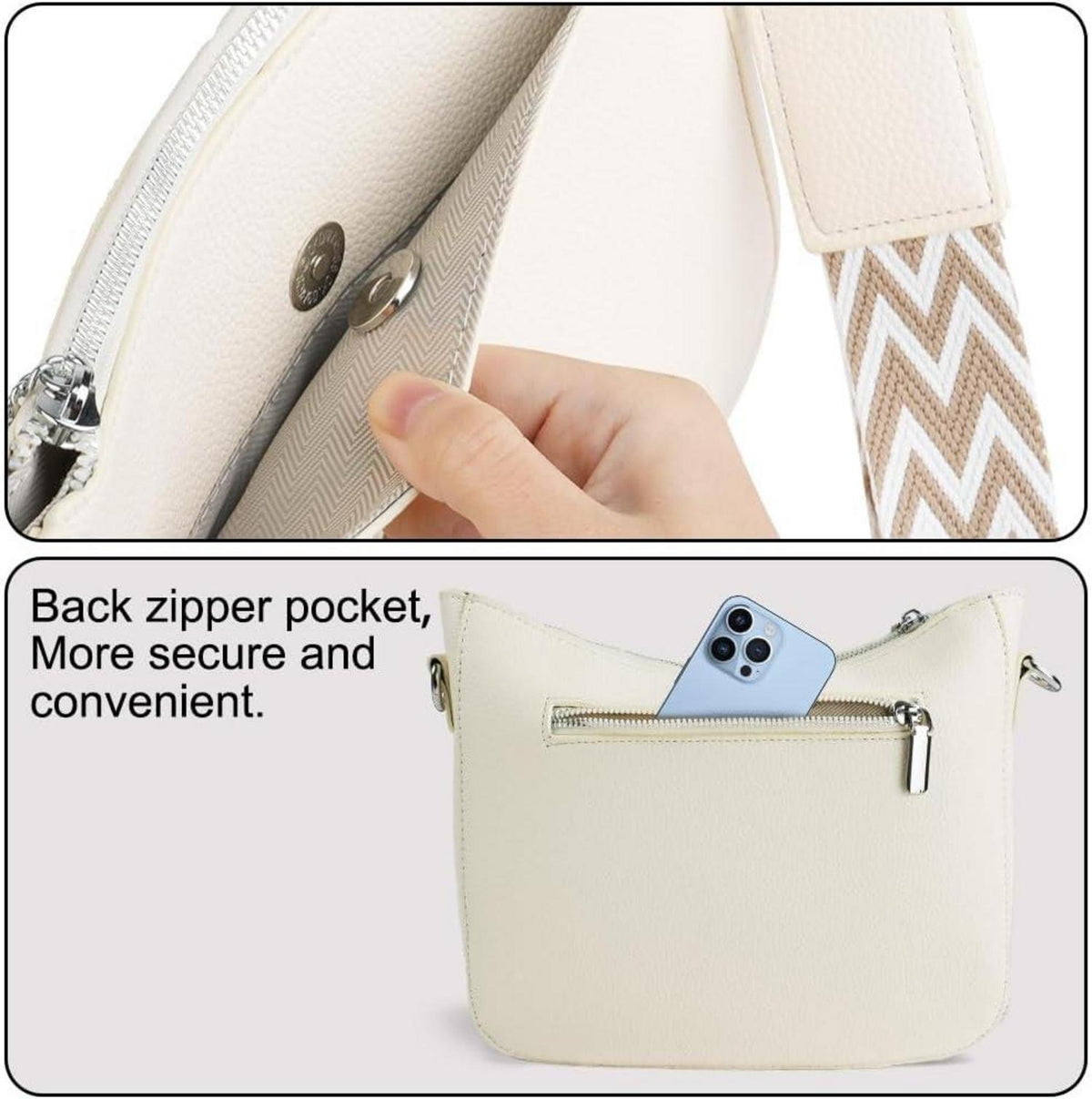 URAQT Umhängetasche Damen Crossbody Bag Verstellbar Schultergurt Schwarz