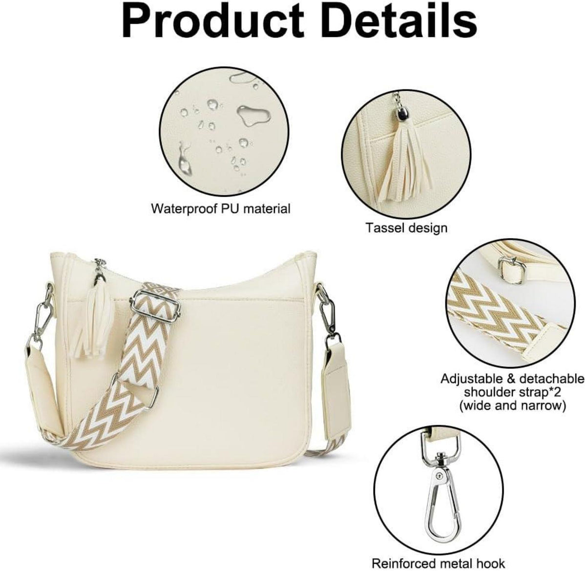 Umhängetasche Damen, Handtasche Crossbody Bag verstellbarer