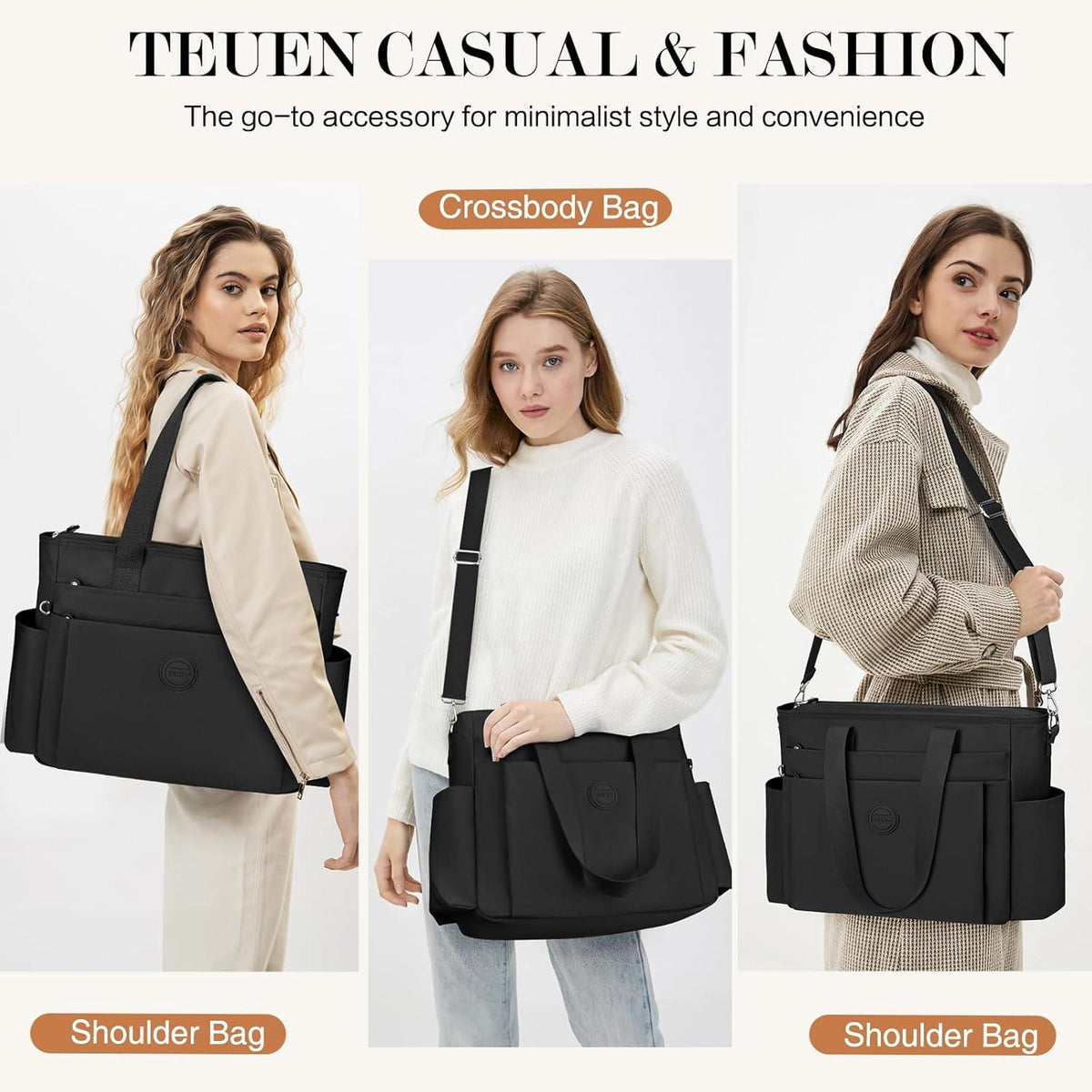 TEUEN Damen Nylon Handtasche Groß Crossbody Schultertasche