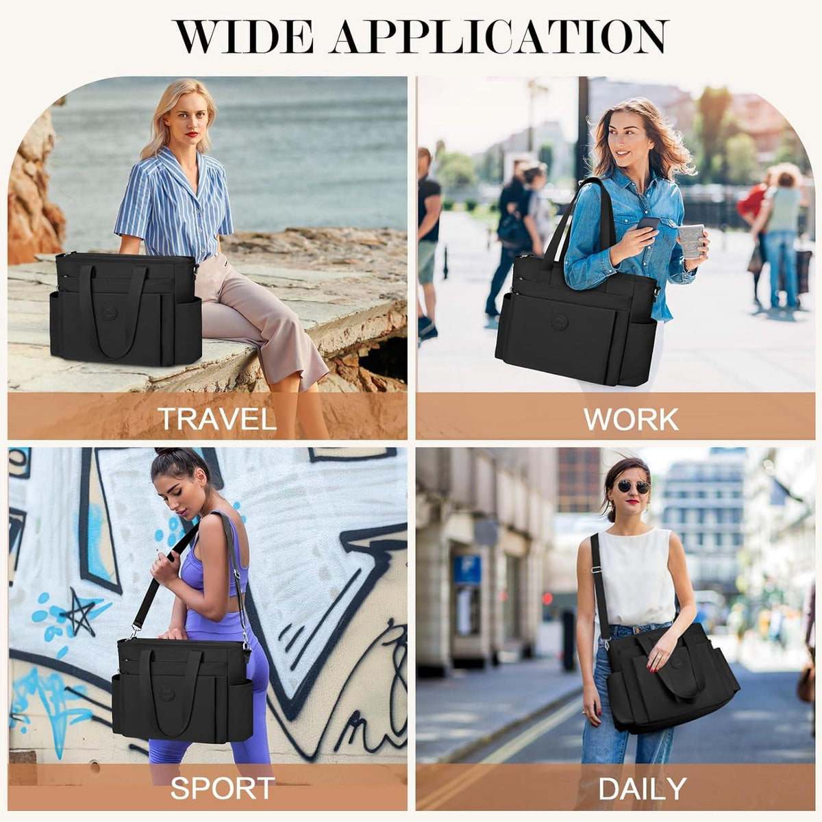 TEUEN Damen Handtasche Groß Leicht Nylon Umhängetasche Arbeit Reisen Büro