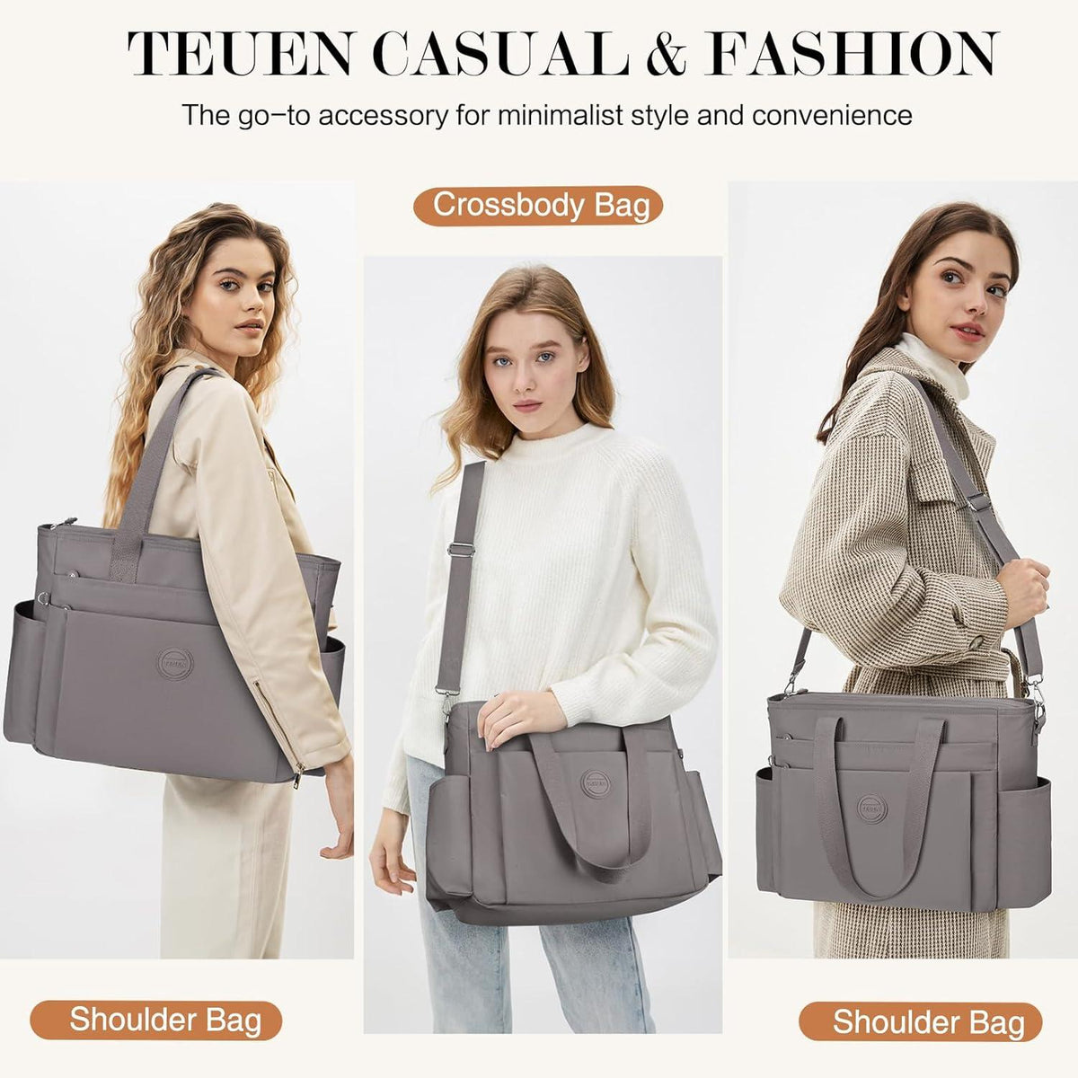 TEUEN Damen Nylon Handtasche Groß Crossbody Schultertasche