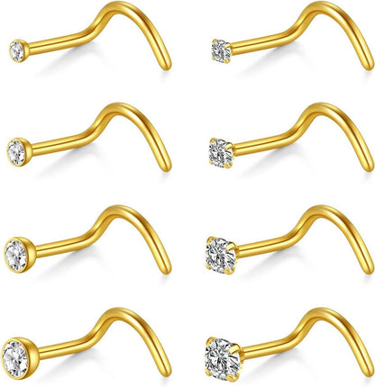 Nasenpiercing Set 20G 18G Chirurgenstahl Ringe Kristall Silber Gold