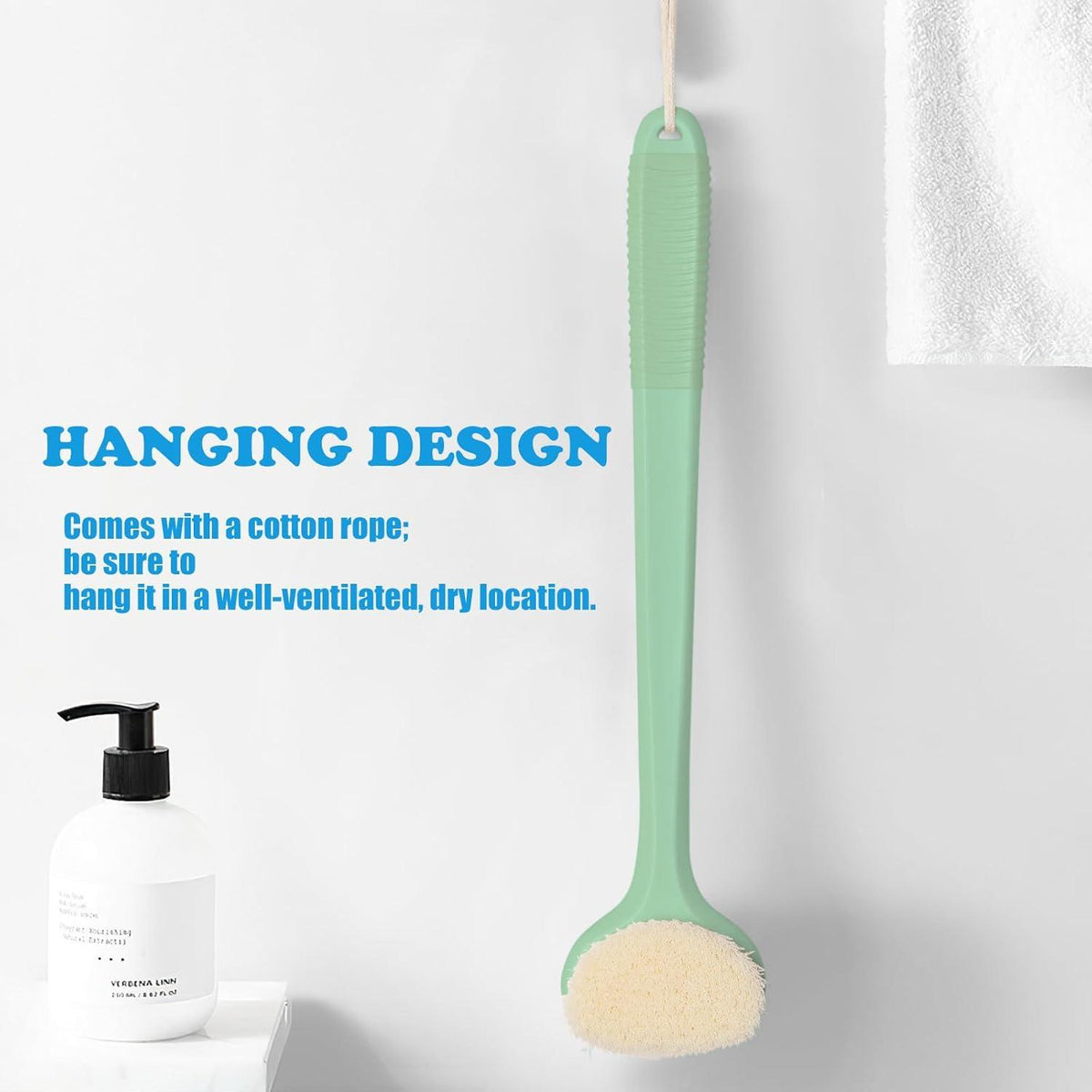 Rückenbürste Dusche 43cm Anti-Rutsch Nass Trocken Erbsengrün