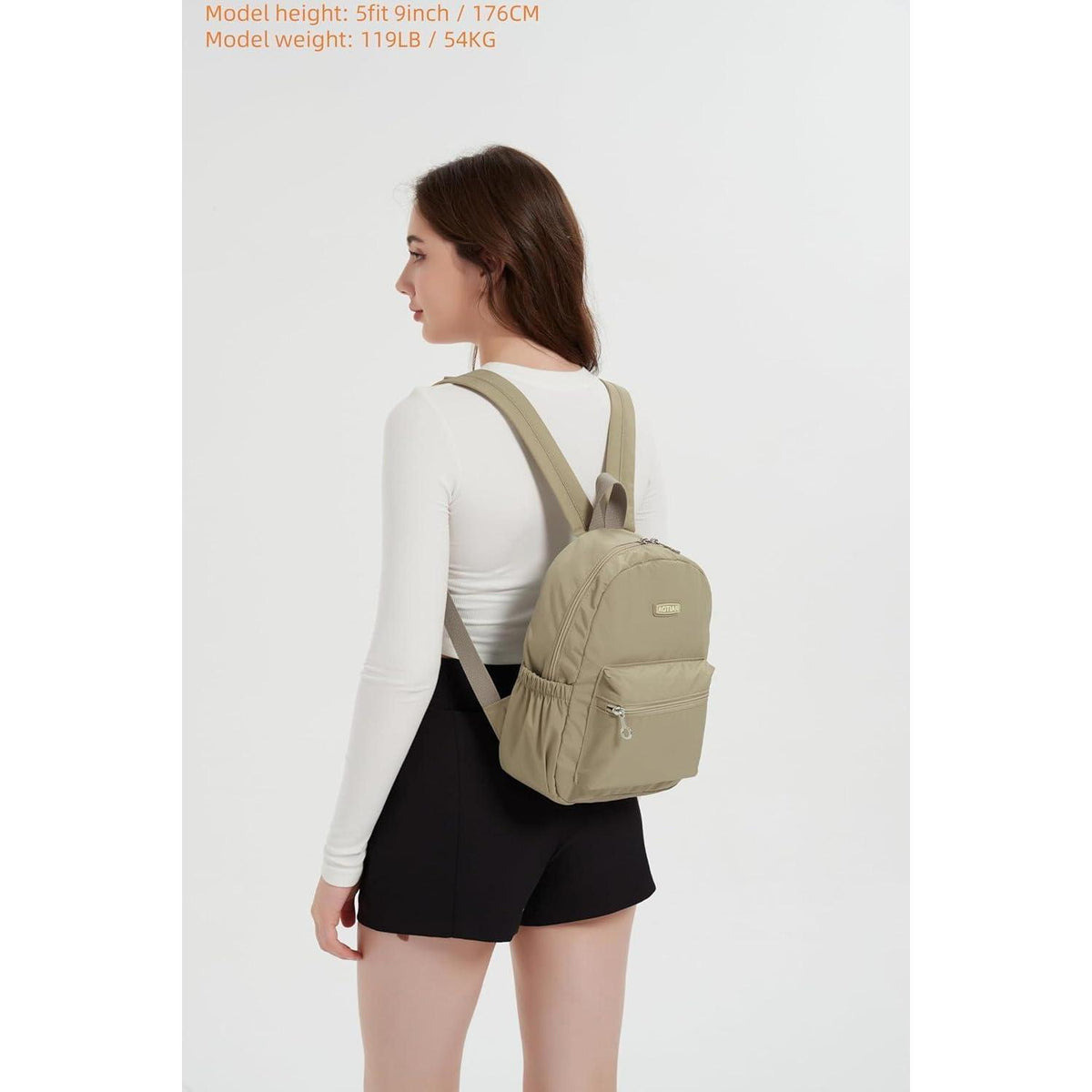Damen Mini Rucksack Khaki Leicht & Geräumig für Alltag & Camping