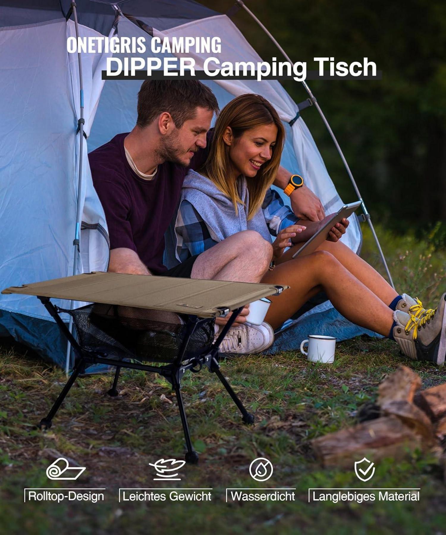 Faltbarer Campingtisch mit Tragetasche und Netztasche, 60 x 40 x 37 cm