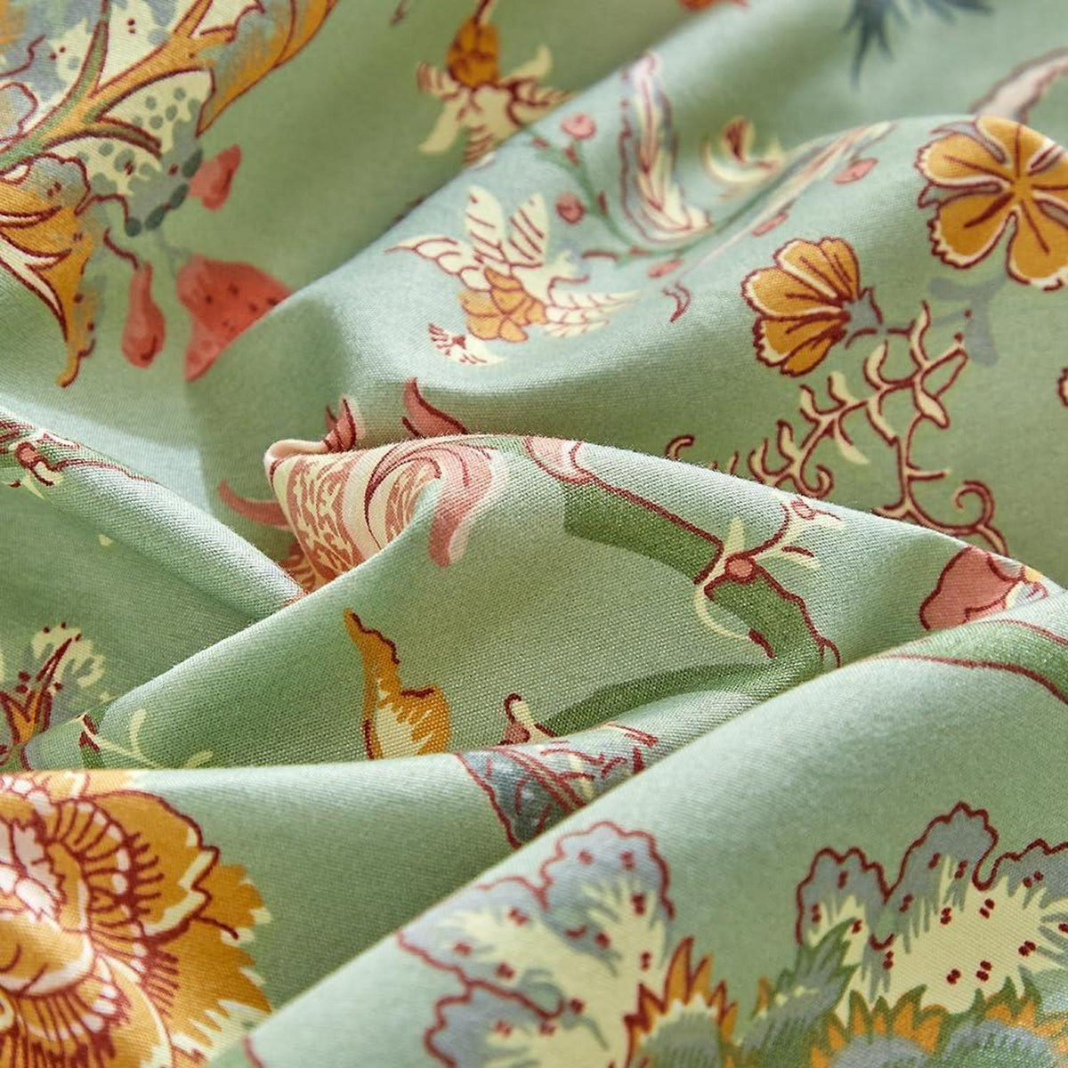 Bettwäsche-Set 200x220 cm, Vintage Blumenmuster Grün
