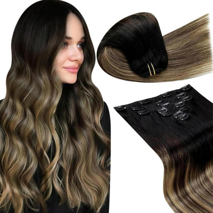 Echthaar Clip-In Extensions 50cm Balayage Braun