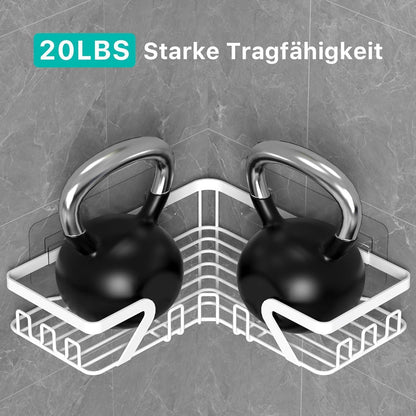 Duschregal Ecke ohne Bohren, Edelstahl, Weiß 2 Stück