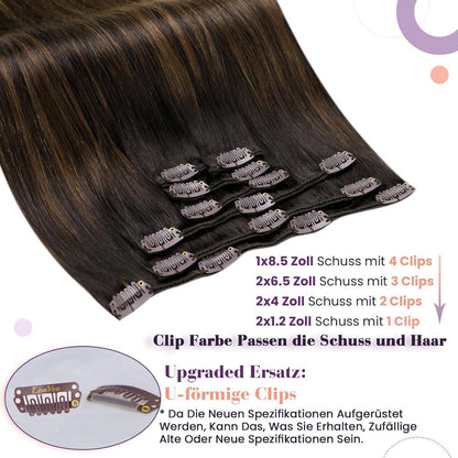 Clip-in Echthaar Extensions Braun 55cm – 7 Stück