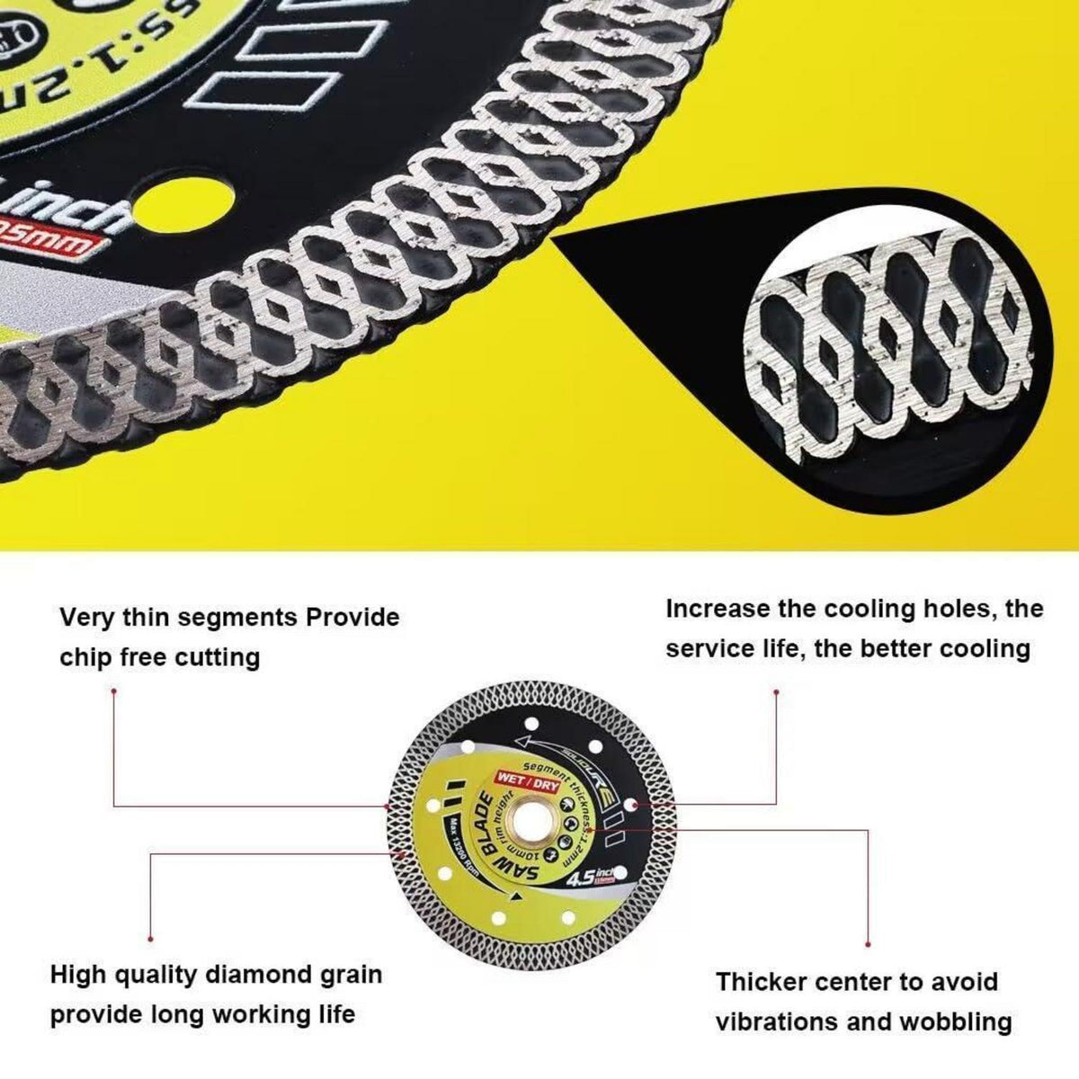 Diamant Trennscheibe 115mm extra dünn für Fliesen & Stein