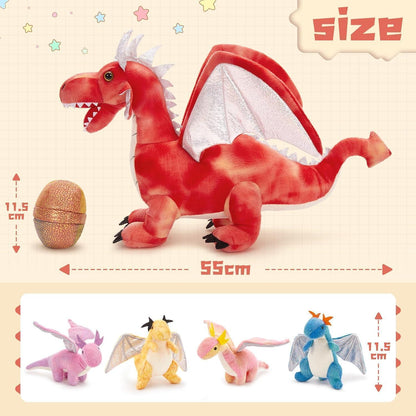 XXL Drache Kuscheltier 55cm mit Babys – Plüschtier Geschenk