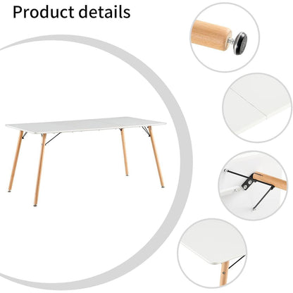 Esszimmergruppe 160cm Rechteckig mit 6 Weiß Stühlen