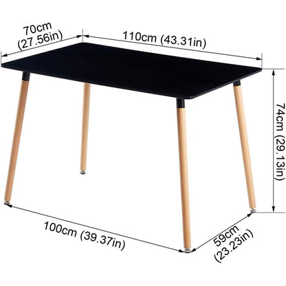 Esszimmergruppe Schwarz 110x70cm + 6 Khaki Stühle