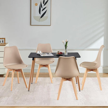 Esszimmergruppe 110x70cm Schwarz mit 4 Khaki Stühlen