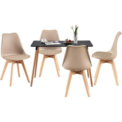 Esszimmergruppe 110x70cm Schwarz mit 4 Khaki Stühlen