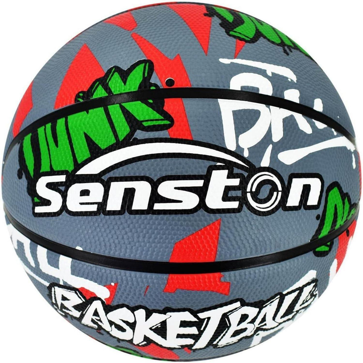Basketball Größe 7 mit Pumpe, Streetstyle Design, Grau-Rot