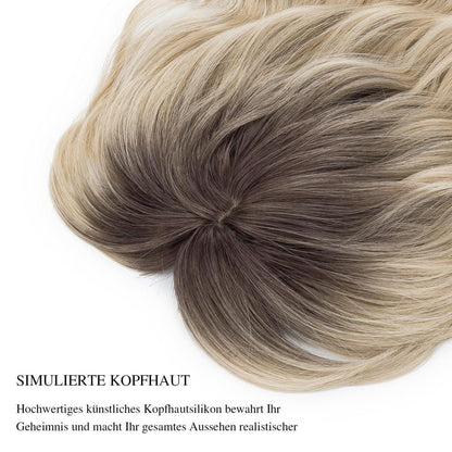 Haartopper mit Pony – Balayage Blond Welle 35cm