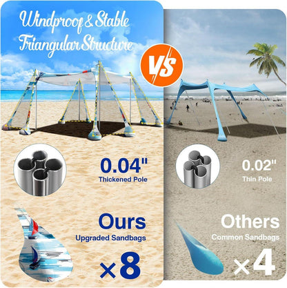 Rhino Valley Strandmuschel UPF50+ mit 8 Sandschaufeln + 4