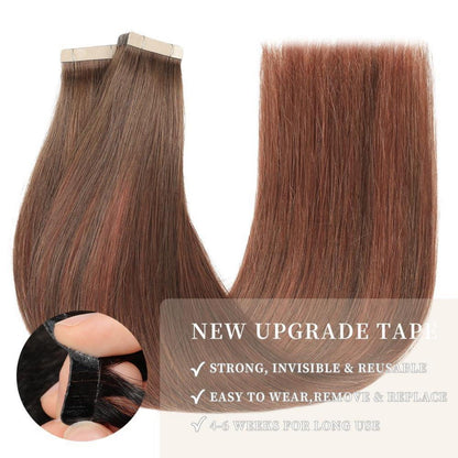 Echthaar Tape Extensions 60cm Schokoladenbraun