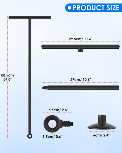 Duschabzieher Silikon Schwarz Verstellbar Saugnapf 24-89cm