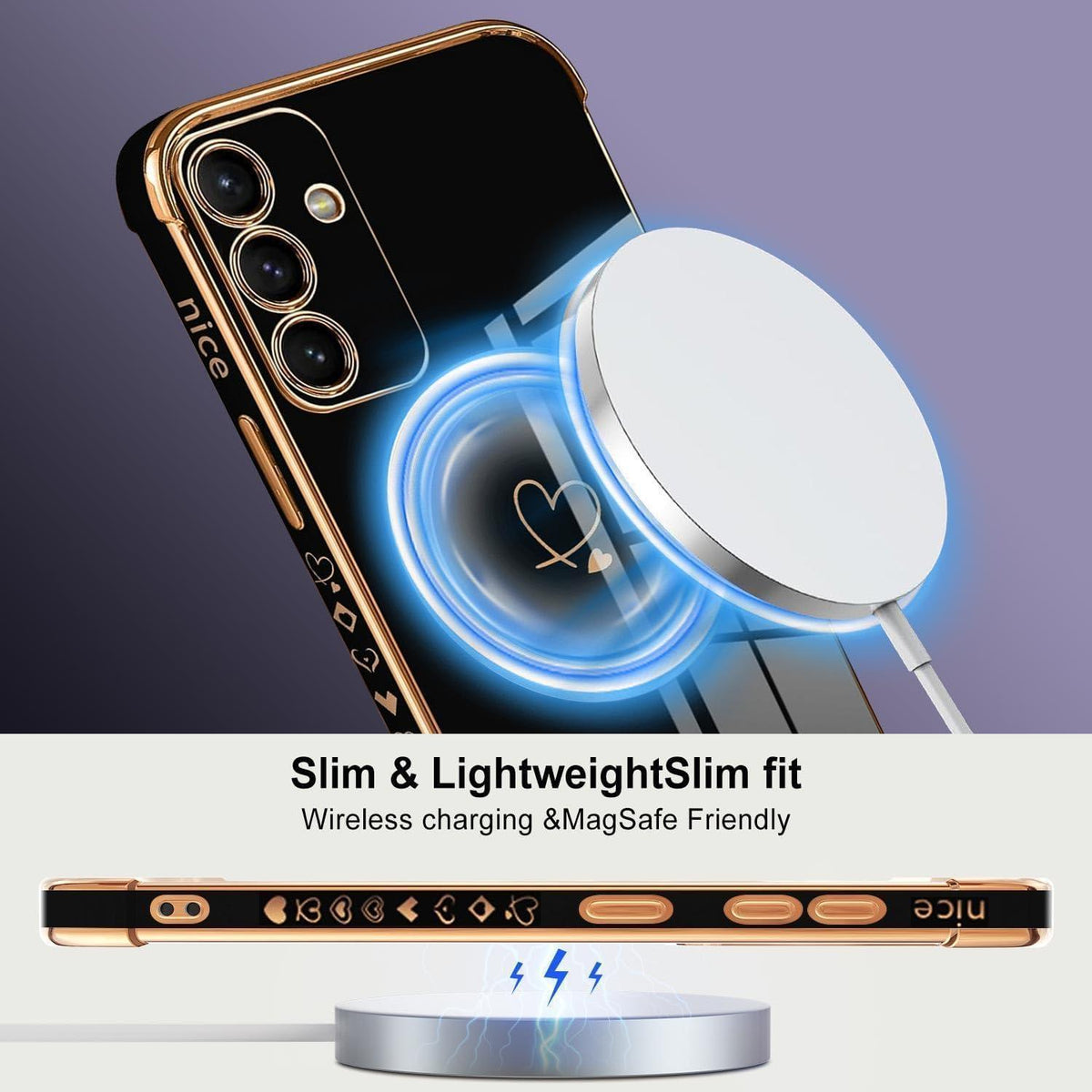 Samsung Galaxy S24 FE Hülle mit MagSafe, galvanisiertes Silikon, Schwarz