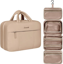 Kulturbeutel Damen Kulturtasche zum Aufhängen mit 4 Fächern Khaki