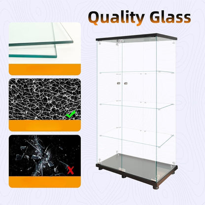 Glasvitrine Standvitrine Schwarz 2 Tür, 4 Etagen