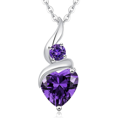Damen Sterling Silber Infinity Herz Geburtsstein Halskette