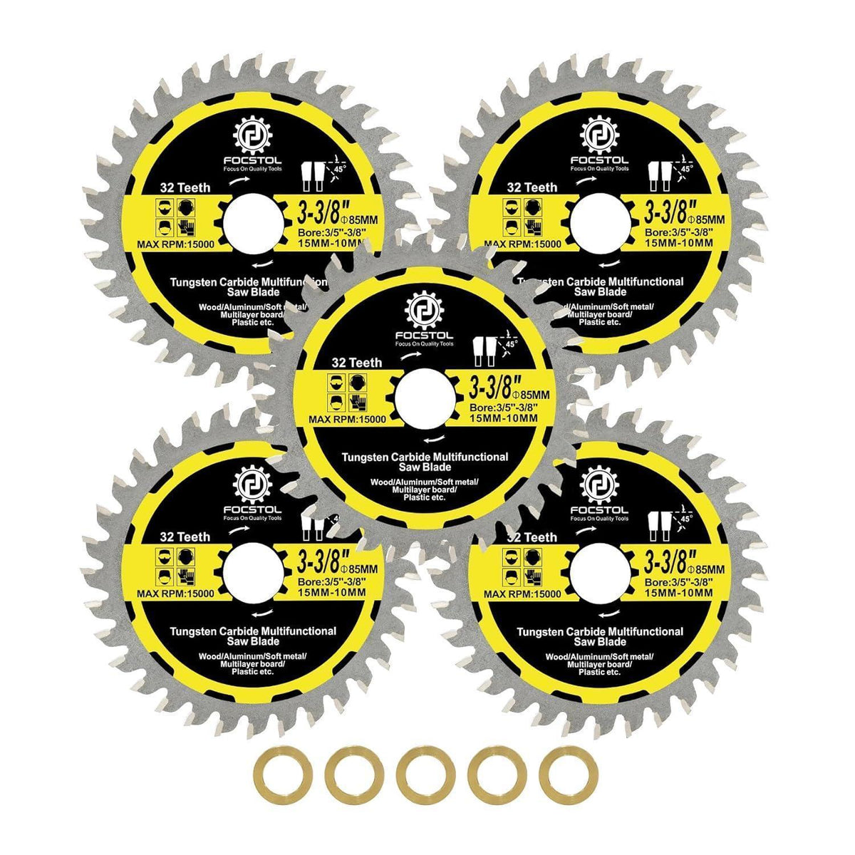 Kreissägeblätter Holz 85mm 32 Zähne 5er Set für Metall & Kunststoff