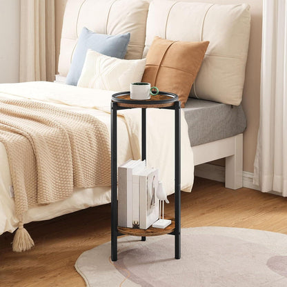 HOOBRO Beistelltisch Kleiner 2-stufiger Couchtisch Vintagebraun Schwarz
