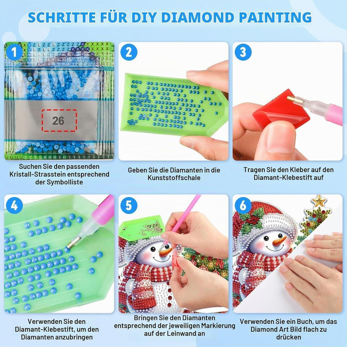 5D Diamantmalerei Weihnachtsschmuck Schneemann Bausatz