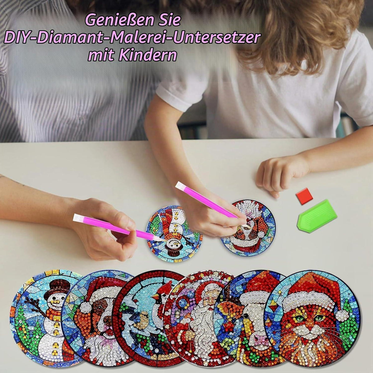 Diamond Painting Untersetzer Set 6er DIY Weihnachten