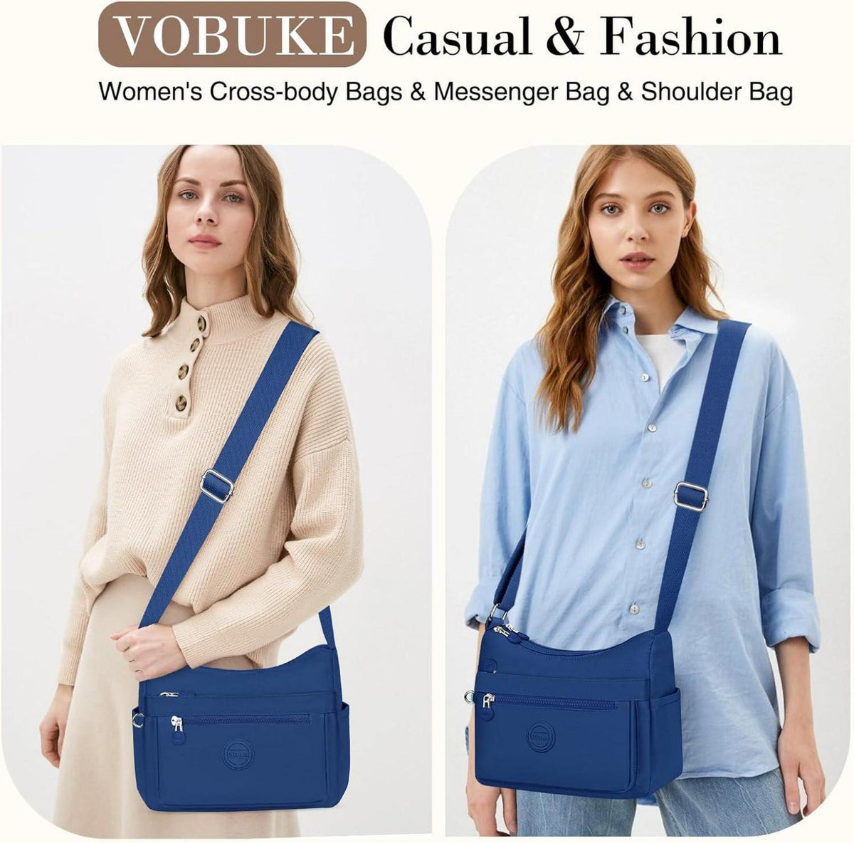 Umhängetasche Damen Mittelgroß Wasserdicht Nylon Crossbody Bag Vielen