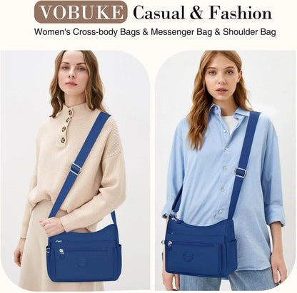 Umhängetasche Damen Mittelgroß Wasserdicht Nylon Crossbody Bag Vielen