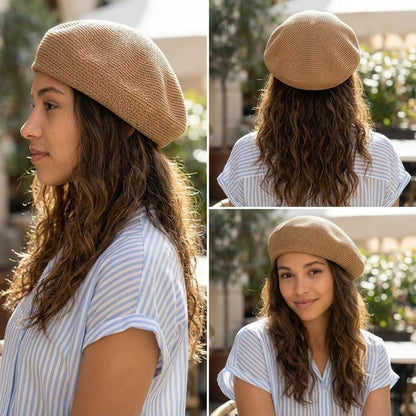 Damen Sommer Baskenmütze – Atmungsaktiv & Leicht Khaki